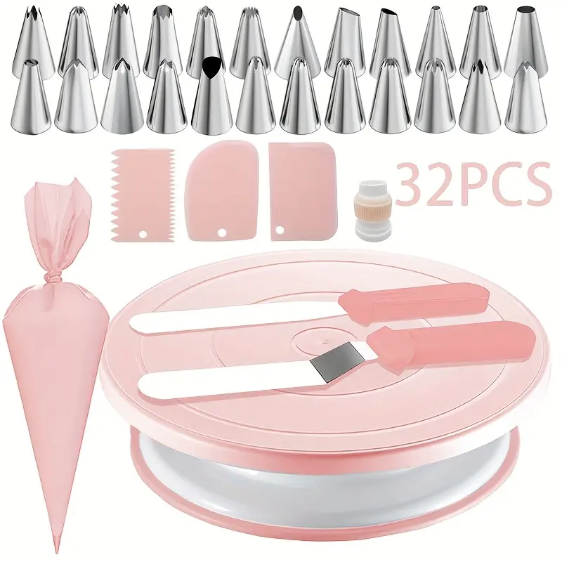 Cake Decorating Turntable - 32-delige taartversieringsset met draaitafel, pijptips, complete